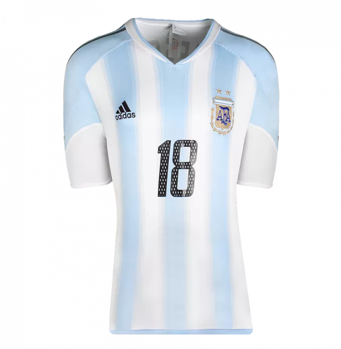 Lionel Messi Signed 2004-05 Argentina Home & Away Shirts In Classic Dual Frame: Argentina Debut Season Edition