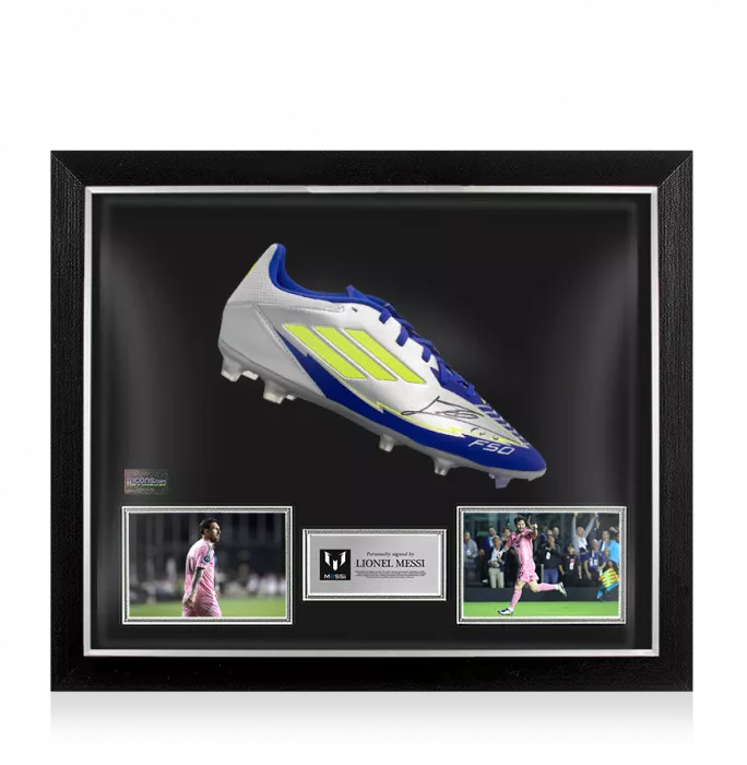 Lionel Messi Signed Adidas F50 X Boot In Bubble Frame: Option 1