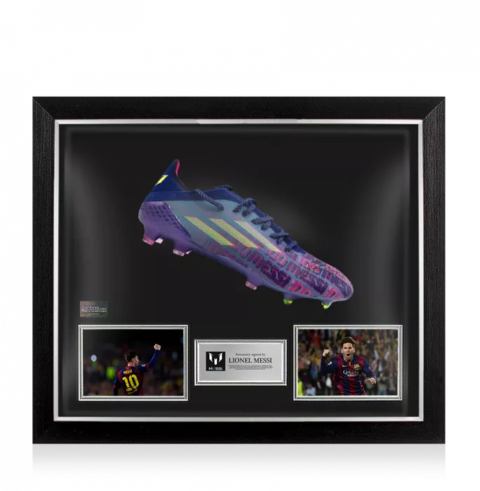 Lionel Messi Signed Adidas 'Messi 100' Boot In Bubble Frame: Option 1