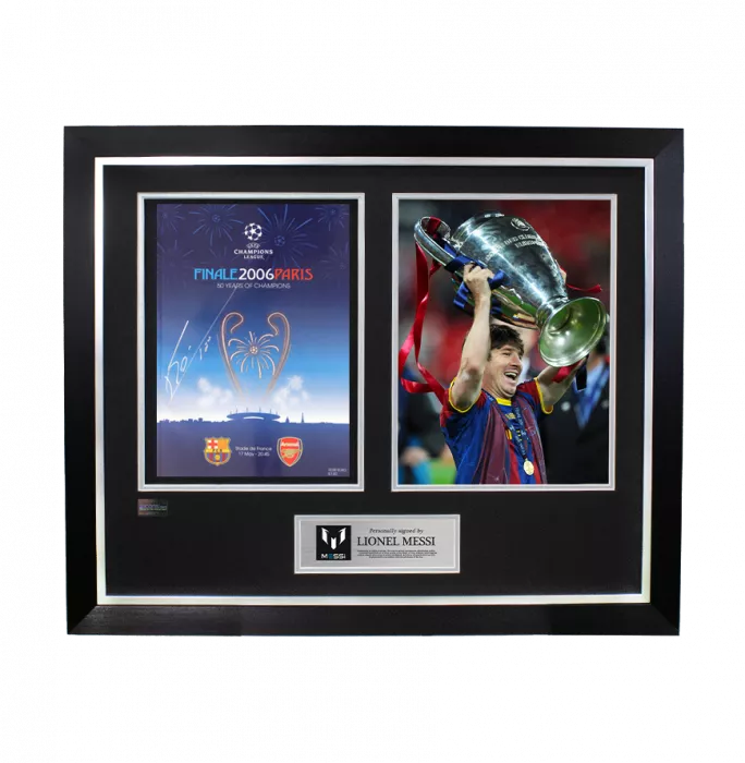 Lionel Messi Signed and Framed 2006 UEFA Champions League Final Programme