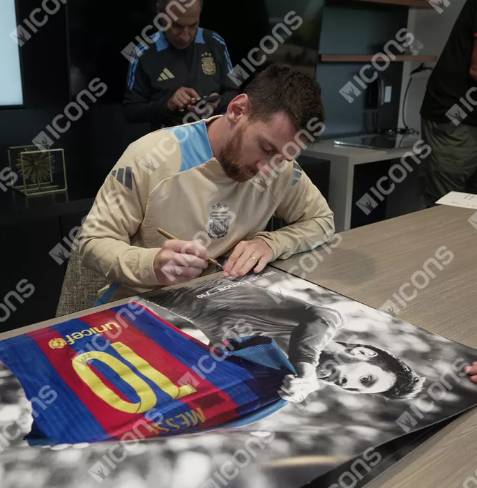 Lionel Messi Signed FC Barcelona El Clasico Poster - Limited Edition