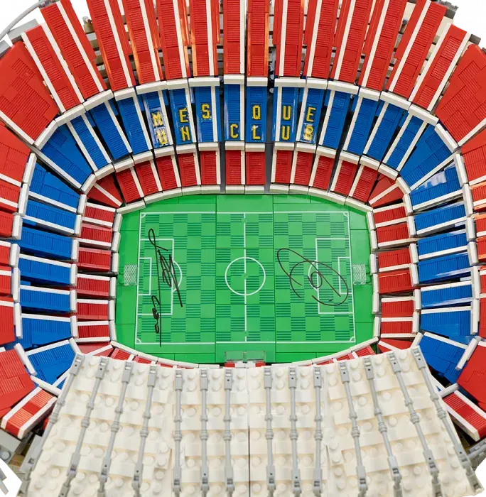 Lionel Messi & Xavi Official FC Barcelona Signed LEGO® Camp Nou Set