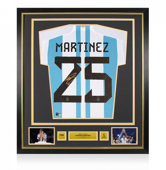 Lisandro Martinez Official 2022 FIFA World Cup™ Back Signed and Framed Argentina 2022 Home Shirt