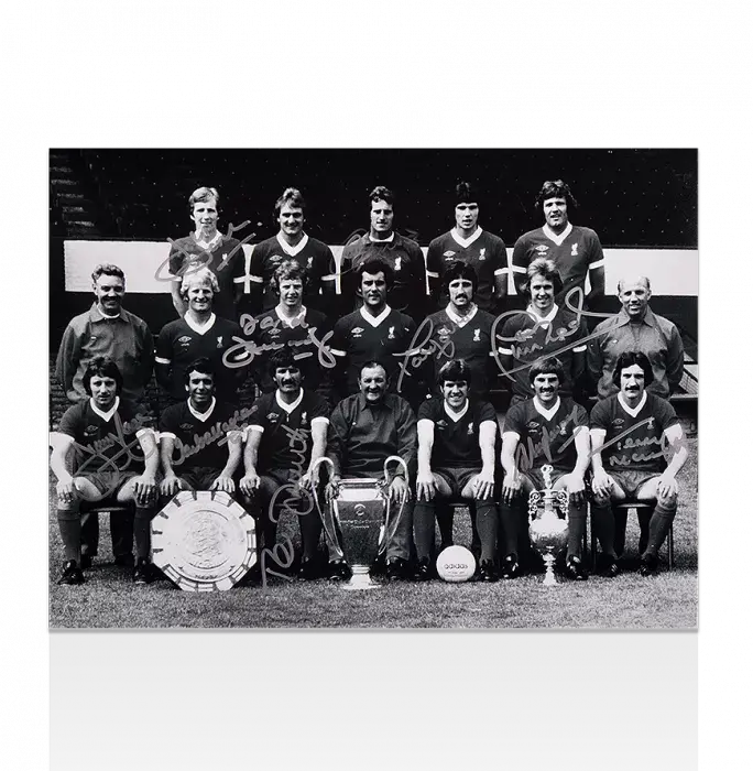 Liverpool 1977 Squad Signed Black And White Photo: Double Winners