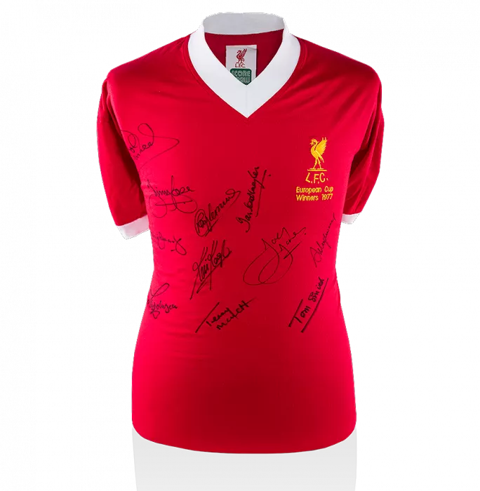 Liverpool Front Signed 1977 Squad Signed Shirt: 1977 European Cup Winners Edition