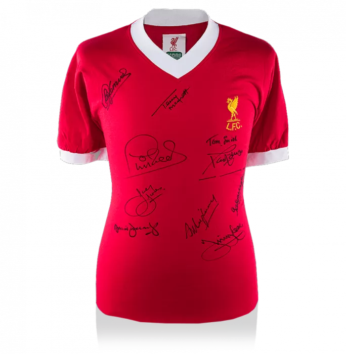 Liverpool Front Signed 1977 Squad Signed Shirt