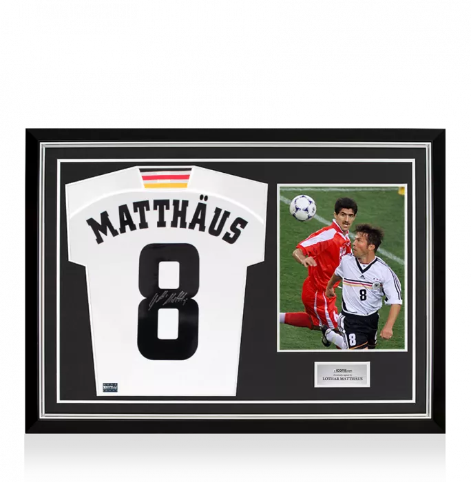 Lothar Matthaus Back Signed Germany 1998-00 Home Shirt In Hero Frame: Option 1