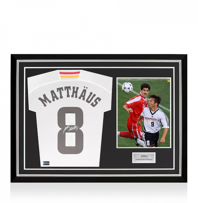 Lothar Matthaus Back Signed Germany 1998-00 Home Shirt In Hero Frame: Option 1