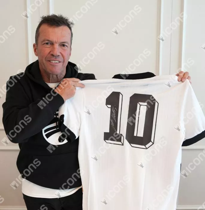 Lothar Matthaus Back Signed Germany Icon Shirt In Classic Frame