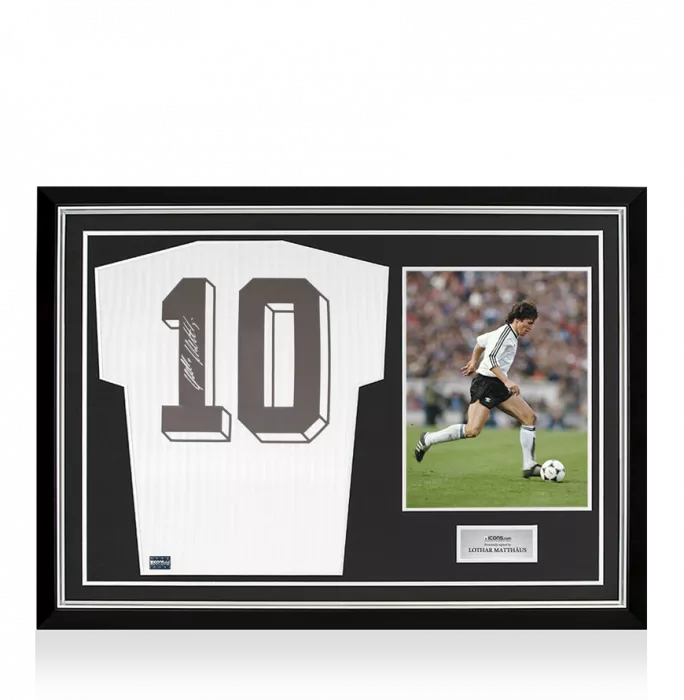 Lothar Matthaus Back Signed Germany Icon Shirt In Hero Frame: Option 1