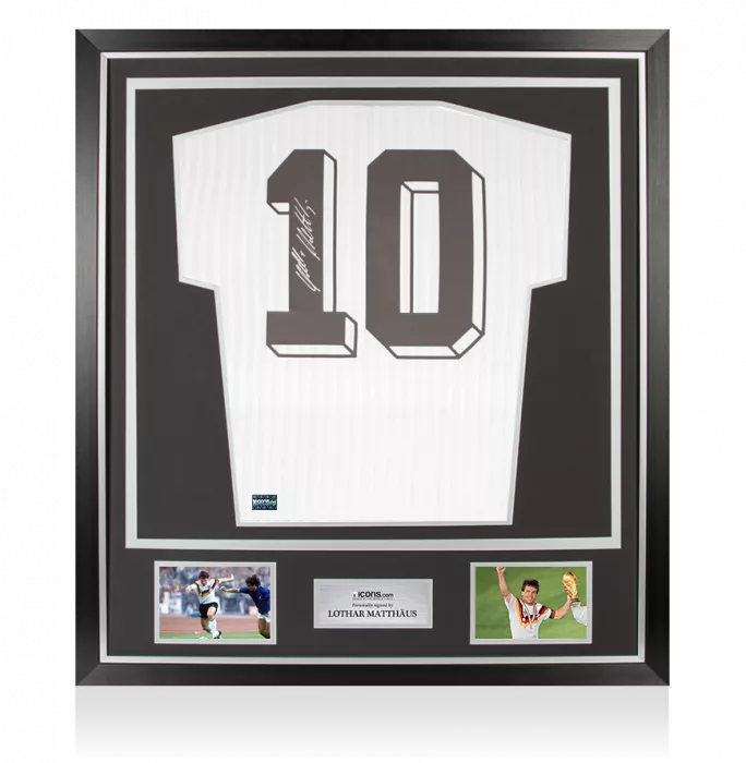 Lothar Matthaus Back Signed Germany Icon Shirt In Classic Frame