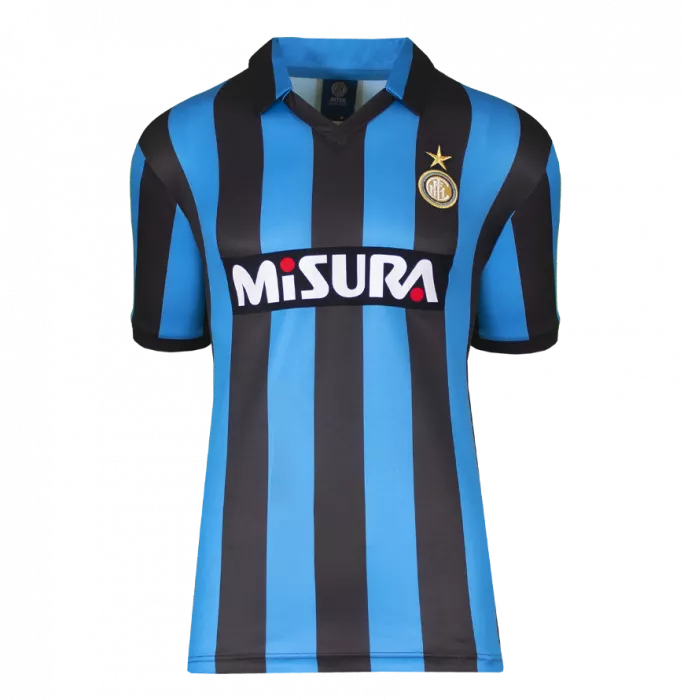 Lothar Matthaus Back Signed Internazionale 1990 Home Shirt In Deluxe Packaging