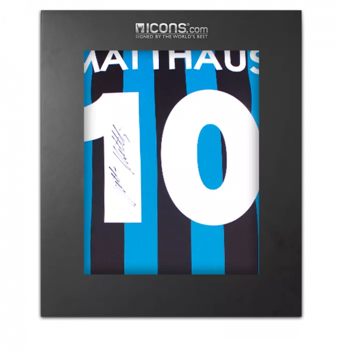 Lothar Matthaus Back Signed Internazionale 1990 Home Shirt In Deluxe Packaging