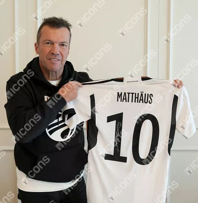 Lothar Matthaus Back Signed Modern Germany Home Shirt In Hero Frame: Option 1
