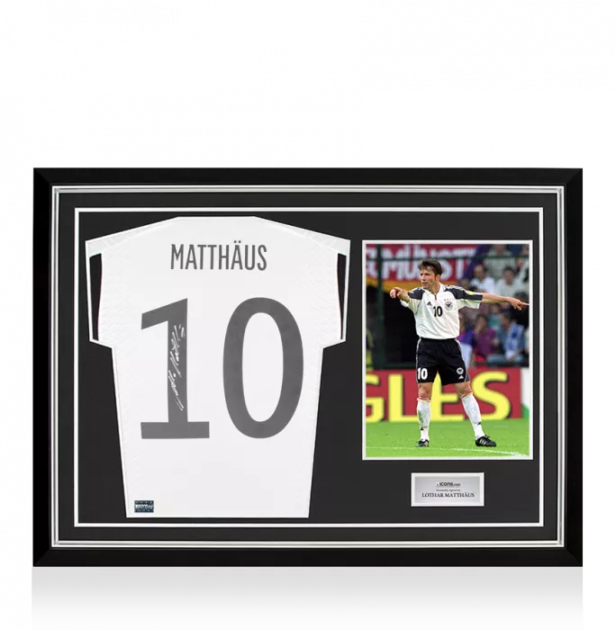 Lothar Matthaus Back Signed Modern Germany Home Shirt In Hero Frame: Option 1