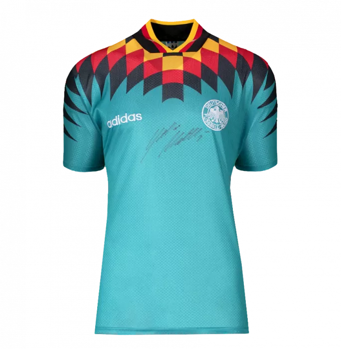 Lothar Matthaus Front Signed Germany 1994-96 Away Shirt In Hero Frame: Option 1