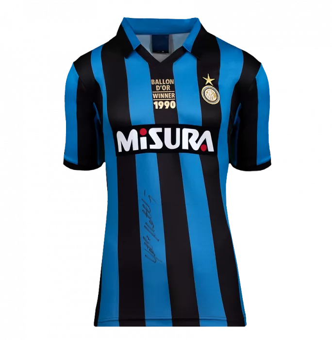 Lothar Matthaus Front Signed Internazionale 1990 Home Shirt - Ballon D'Or Edition In Classic Frame