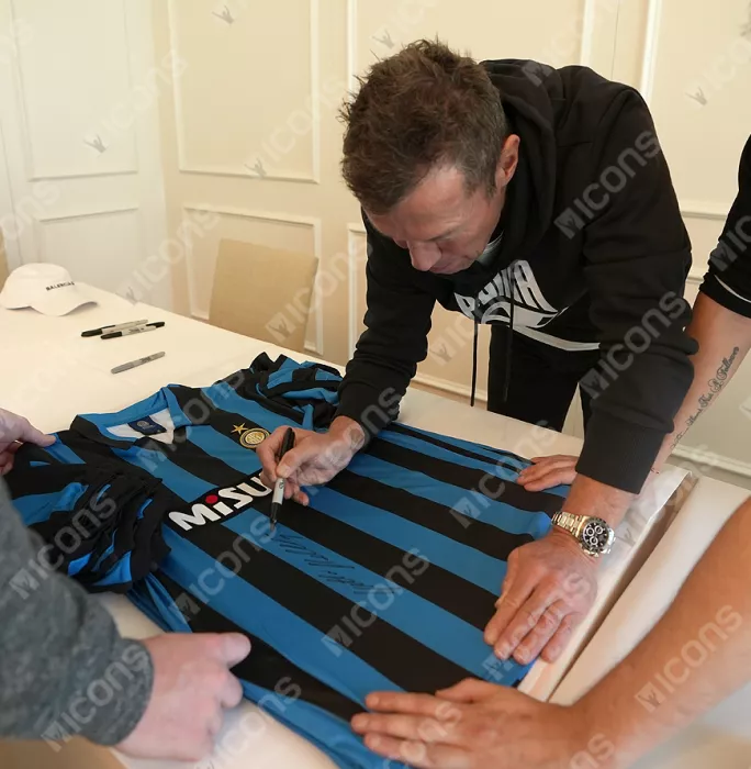Lothar Matthaus Front Signed Internazionale 1990 Home Shirt In Classic Frame