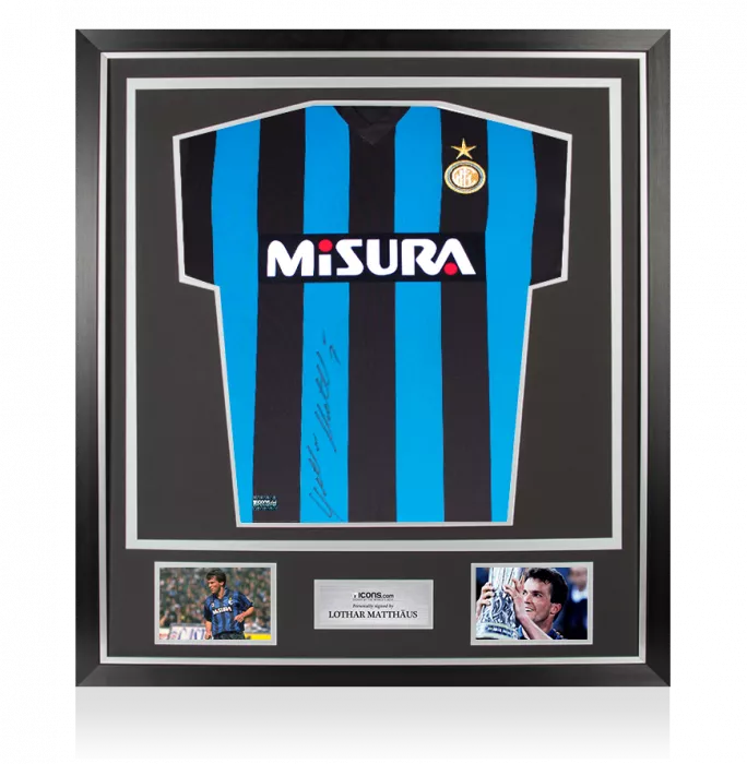 Lothar Matthaus Front Signed Internazionale 1990 Home Shirt In Classic Frame
