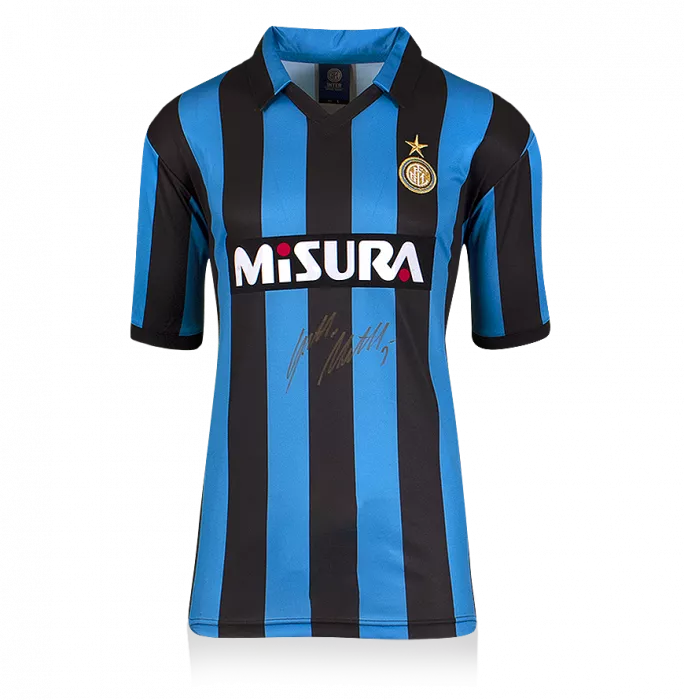 Lothar Matthaus Front Signed Internazionale 1990 Home Shirt In Hero Frame: Option 1