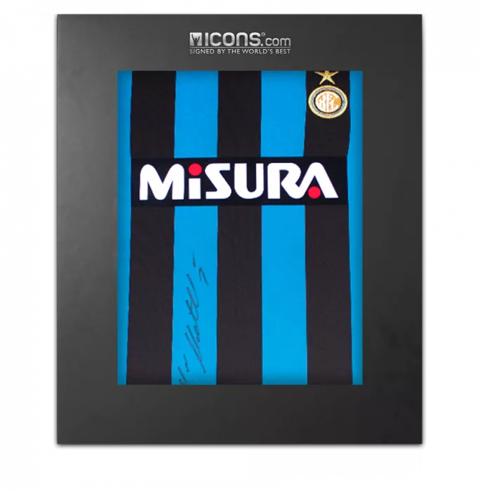 Lothar Matthaus Front Signed Internazionale 1990 Home Shirt In Deluxe Packaging