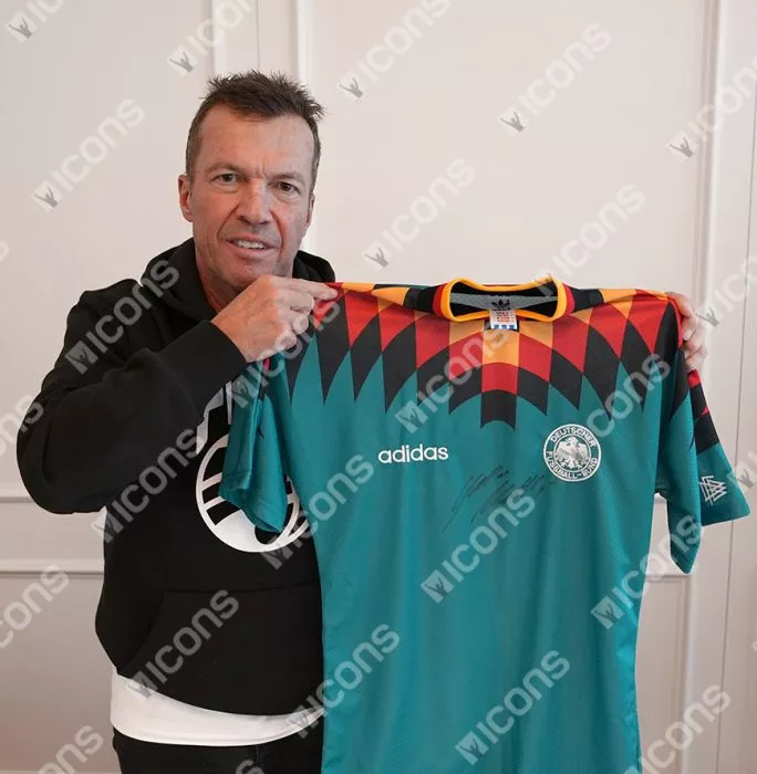 Lothar Matthaus Official 1994 FIFA World Cup™ Front Signed And Hero Framed Germany 1994-96 Away Shirt