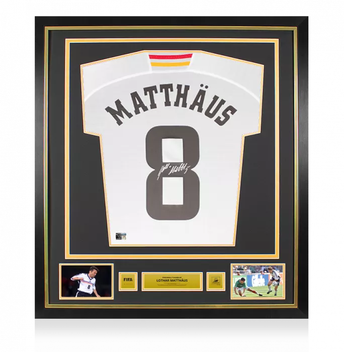 Lothar Matthaus Official 1998 FIFA World Cup™ Back Signed And Framed Germany 1998-00 Home Shirt