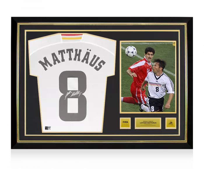 Lothar Matthaus Official 1998 FIFA World Cup™ Back Signed And Hero Framed Germany 1998-00 Home Shirt