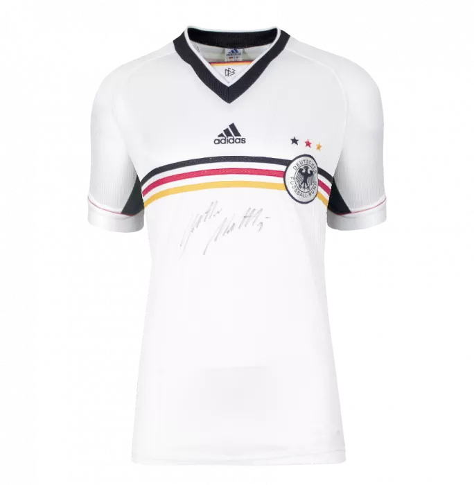 Lothar Matthaus Official 1998 FIFA World Cup™ Front Signed And Hero Framed Germany 1998-00 Home Shirt