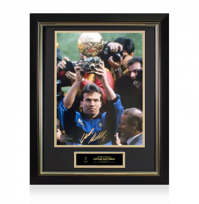 Lothar Matthaus Official Ballon d'Or™ Signed and Framed Internazionale Photo: 1990 Ballon d'Or Winner