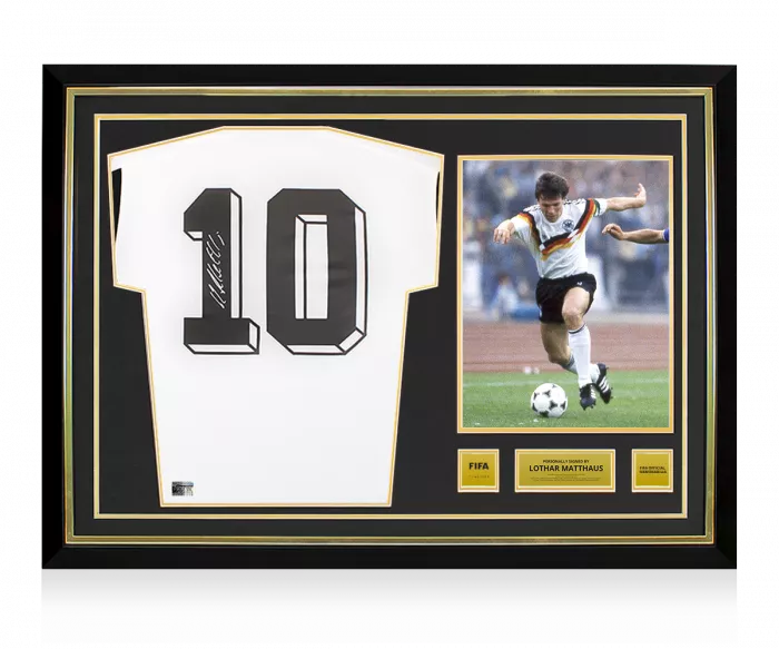Lothar Matthaus Official FIFA World Cup™ Back Signed And Hero Framed Modern Germany Home Shirt