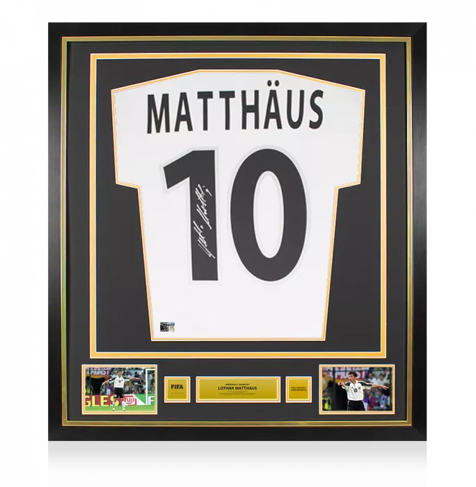 Lothar Matthaus Official FIFA World Cup™ Back Signed And Framed Germany 2000-02 Home Shirt