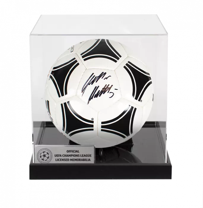 Lothar Matthaus Official UEFA Champions League Signed Football In Acrylic Case