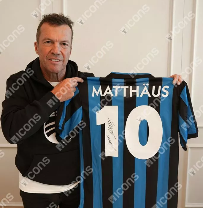 Lothar Matthaus Official UEFA Europa League Back Signed Internazionale 1990 Home Shirt