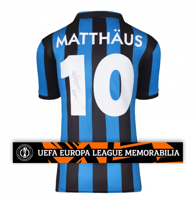 Lothar Matthaus Official UEFA Europa League Back Signed Internazionale 1990 Home Shirt
