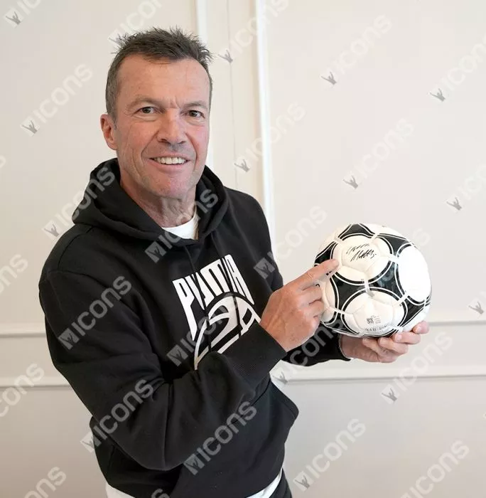 Lothar Matthaus Signed Adidas Tango Football In Acrylic Case