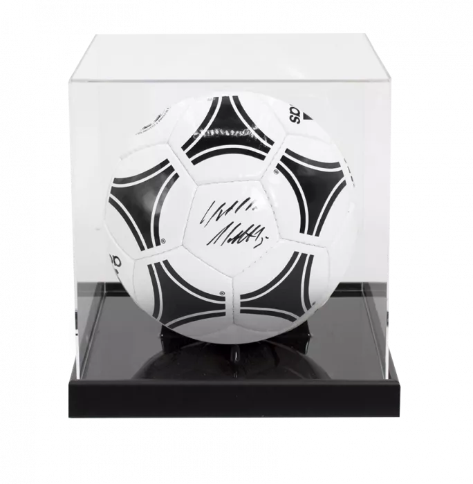 Lothar Matthaus Signed Adidas Tango Football In Acrylic Case