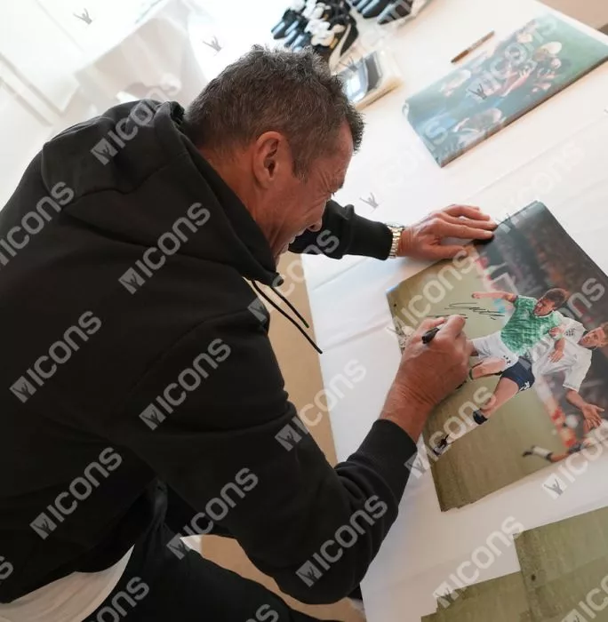 Lothar Matthaus Signed Germany Photo In Black Wooden Frame: 1990 FIFA World Cup Semi-Final Vs England