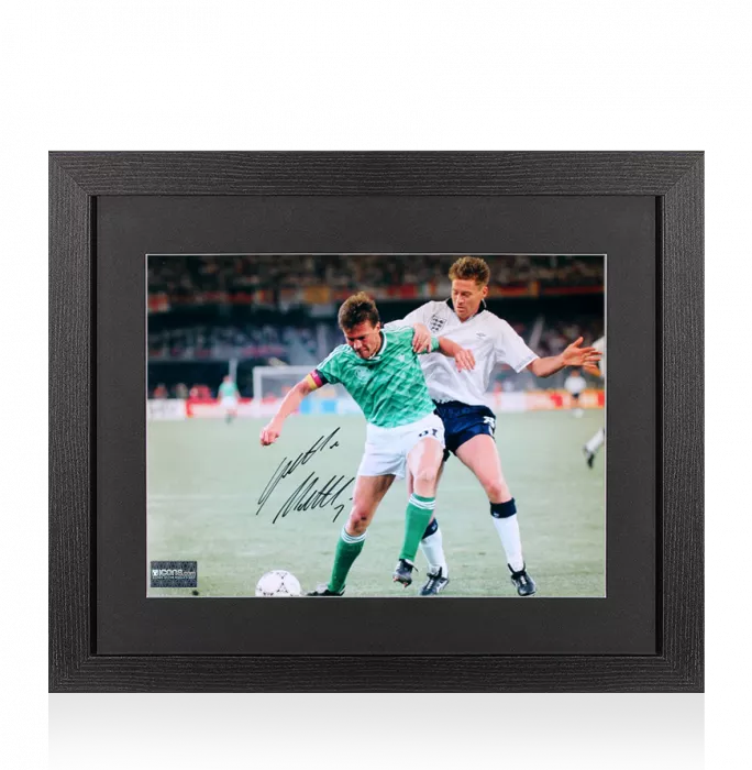 Lothar Matthaus Signed Germany Photo In Black Wooden Frame: 1990 FIFA World Cup Semi-Final vs England