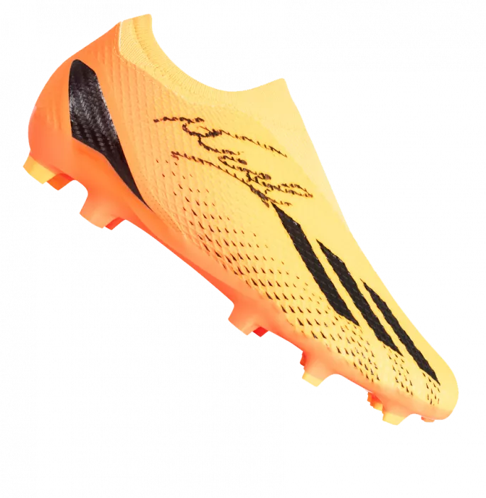 Lucas Moura Signed Orange Adidas Boot In Bubble Frame: Option 1