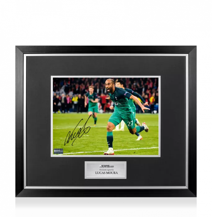 Lucas Moura Signed Tottenham Hotspur Photo In Premium Photo Frame: UEFA Champions League Semi Final Goal vs Ajax