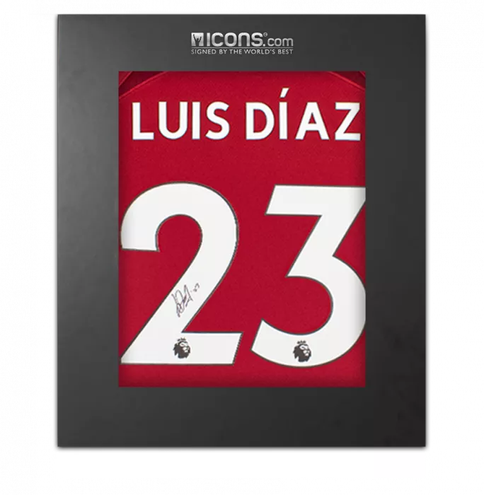 Luis Diaz Back Signed Liverpool 2022-23 Home Shirt In Deluxe Packaging