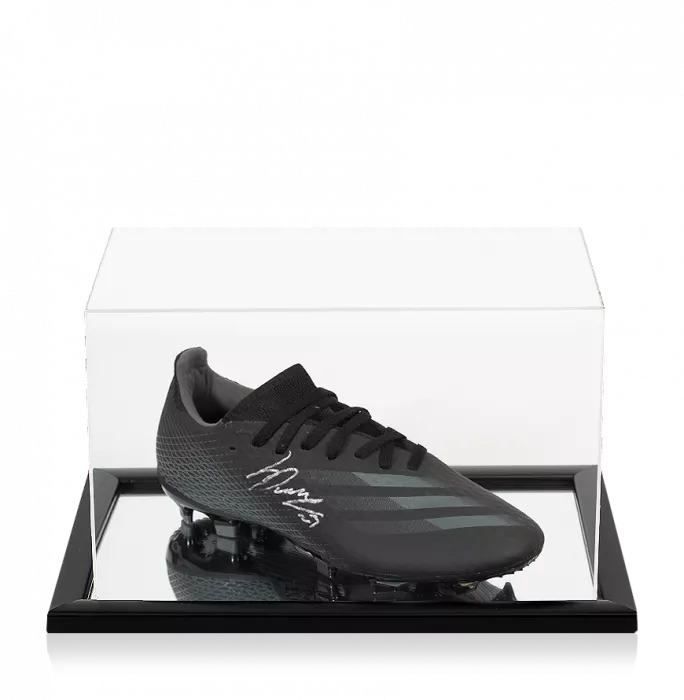 Luis Diaz Signed Black Adidas Boot In Acrylic Case