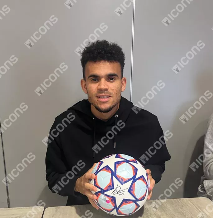 Luis Diaz Signed UEFA Champions League Football In Acrylic Case