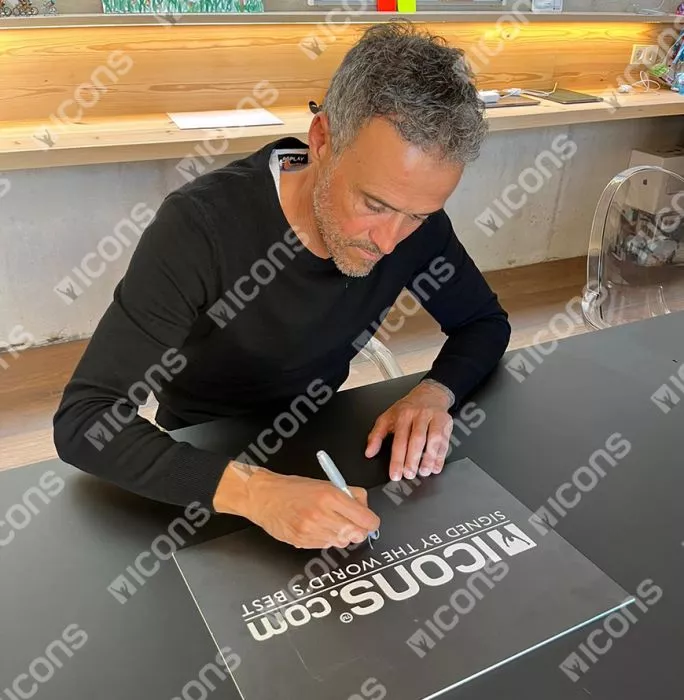 Luis Enrique Back Signed Modern Spain Home Shirt With Fan Style Numbers In Hero Frame: Option 1