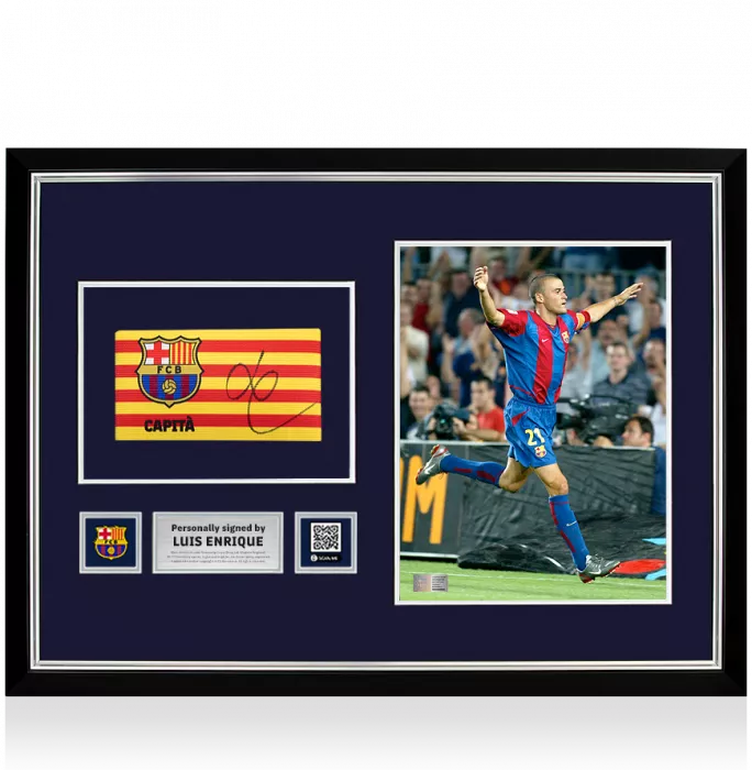 Luis Enrique Official FC Barcelona Signed and Framed Branded Captain's Armband