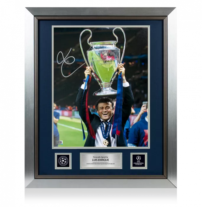 Luis Enrique Official UEFA Champions League Signed And Framed FC Barcelona Photo: 2015 Winner