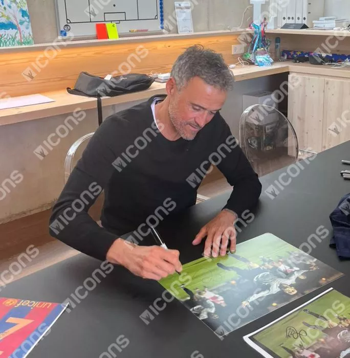 Luis Enrique Official UEFA Champions League Signed And Framed FC Barcelona Photo: UEFA Champions League Goal