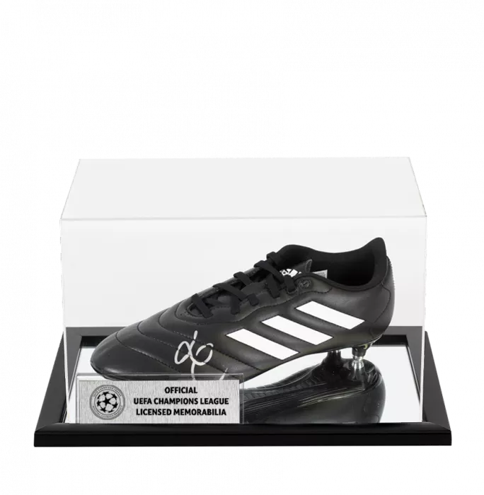 Luis Enrique Official UEFA Champions League Signed Black Adidas Goletto Boot In Acrylic Case