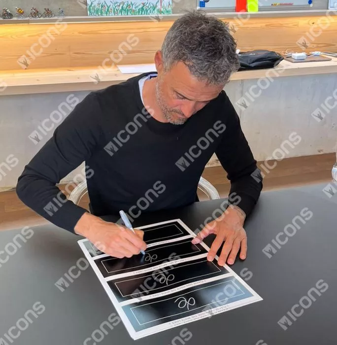 Luis Enrique Official UEFA Champions League Signed Plaque And Photo Frame: Iconic PSG Victory At Anfield
